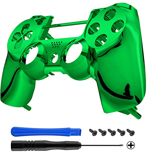 eXtremeRate PS4 Controller Obere Hülle Case Schutzhülle Cover Oberschale Skin Schale Gehäuse Shell für Playstation 4 PS4 Slim PS4 Pro Controller CUH-ZCT2 JDM-040 JDM-050 JDM-055(Chrome Grün)