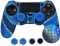 SKINOWN Silikonhülle für PS4 Controller mit 4 Daumengriffen blau Camouflage