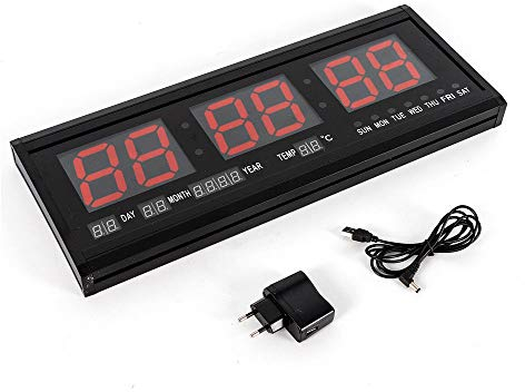 MINUS ONE LED Wanduhr Digital Wohnzimmer Digitaluhr Wand mit Datum Temperatur