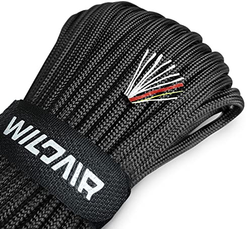WILDAIR Paracorde de survie 4 en 1 4 cm de diamètre militaire américaine Type III avec ligne de pêche intégrée, allume-feu