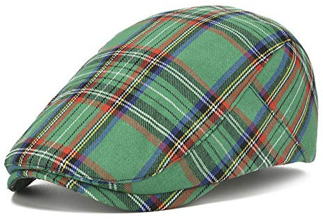 Adantico Herren Damen Schirmmützen Plaid Muster (Grün)