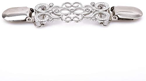 Flybloom Rétro Châle Clip Pull Chemise Col Clip Robe Broche Clip Pour Les Femmes (Argent Ancien)