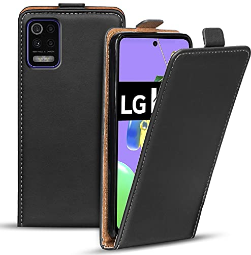 Verco Flip Cover für LG K52 Case, Flipstyle Schutzhülle für LG K52 Hülle Kunstleder Tasche vertikal klappbare Handyhülle, Schwarz