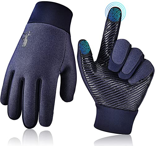 EEFOW Handschuhe Kinder Warme Winterhandschuhe Touchscreen - Kids Outdoor Sport Thermo Fleece Fahrradhandschuhe mit Winddicht Anti-Rutsch Laufhandschuhe für Klein Jungen Mädchen Blau 6-8 Jahre