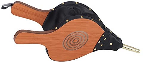 Garosa Fireplace Bellows Indoor 17.9x7.8in Large Wood Air Blower Metal Cast Nozzle for Outdoor BBQ Camping Grill Chimney with Hanging Leather Strap Fire Bellows Leather Fireplace Bellows