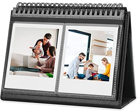 Fotoalbum für Fujifilm Instax Wide 300 Kamera, Polaroid 600 Fotoalbum, Alben für Polaroid Now+ Now OneStep2 OneStep+ 600 Sofortbildkamera, POP Lab Sofortdruckkamera (64 Taschen Schwarz)