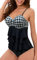 NLAND Maillot De Bain 1 Pièce à Volants pour Femmes Maillot De Bain Dos Nu avec Contrôle du Ventre Push Up Gilet De Bain Une Pièce(Treillis,L)