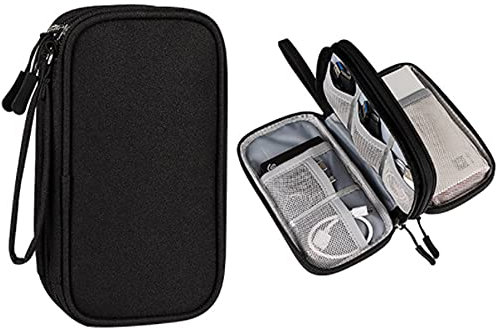Electronics Accessories Organizer Bag, Travel Cable Organiser Bag, Universal Carry Travel Gadget Bag for Power Bank/Charger/Cable/Wireless Mouse (Black)