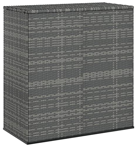 INLIFE Garten-Kissenbox PE Rattan 100x49x103,5 cm Grau