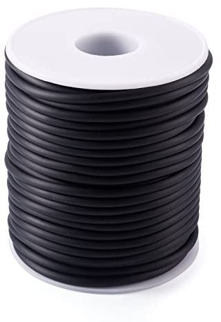 Craftdady Cordino in gomma PVC per filo memory foam, collana, braccialetto, maglia 25 m, nero