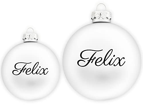 TheSmartGuard Christbaumkugel mit Namen | Weihnachtskugel personalisiert aus Glas| Ø 6cm oder 8cm in Weiß (Matt) | Weihnachtsschmuck
