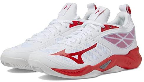 Mizuno Damen Wave Dimension Volleyball-Schuh, Weiß/Rot, 40.5 EU