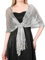Atigy Funkelnde Metallic-Schals mit Schnalle Pashmina-Stola Wickeltuch Silber Hochzeitsschal für Damen