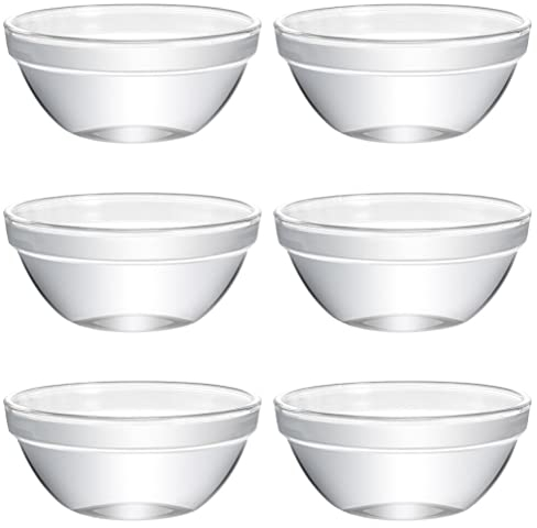 Lurrose 6pcs Small Glass Prep Bowls, Mini Glass Bowls Pudding Food Serving Dishes for Cooking Prep Dessert Candy
