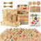 10 Stück Geschenkpapier Geburtstag, 70x 50cm Geschenkpapier Kinder Set, Öko Kraft Geschenk Papier zum Männer Frauen Mädchen Junge mit Jutesaiten 18 Geschenkanhänger und 2 Aufkleber