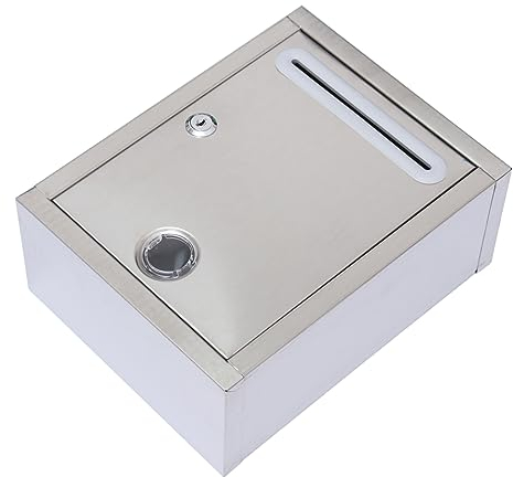 Housoutil Edelstahl Vorschlagsbox Klein Beschwerdebox Für Unternehmen Kreative Mailbox Für Büro Und Schule Wandmontierbar Oder Stehend Sicherer Briefkasten Mit Schlitz Für Anregungen Und Beschwerden