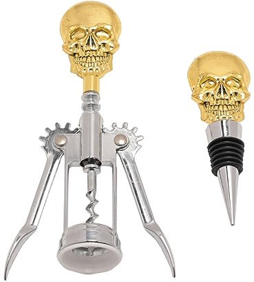 Tire-Bouchon Tête De Mort & Set De Bouchons pour Bouteilles De Vin