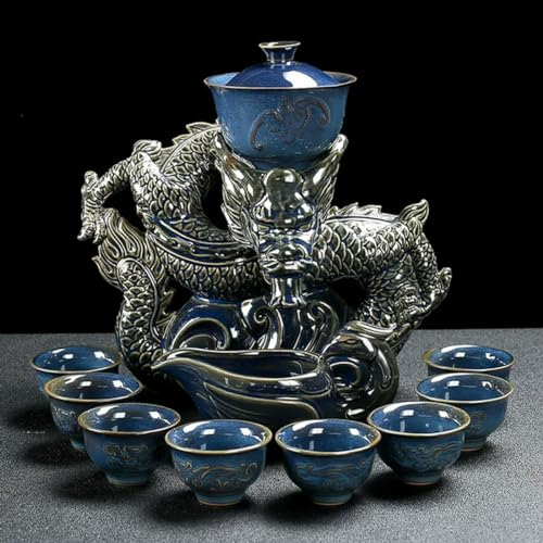 QQLADY Kung Fu Tee-Set Drachen Teaset Chinesisches Tee-Set Bone China Teekanne und Teetasse Set Reise-Tee-Set