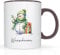 Print-Klex Tasse mit Namen und Schneemann Motiv Bedruckt Namentasse Namensbecher Xmas Geschenktasse Weiß/Schwarz Kaffeebecher Teetasse Weihnachtstasse Keramik mit Druck 330ml Tasse mit Text