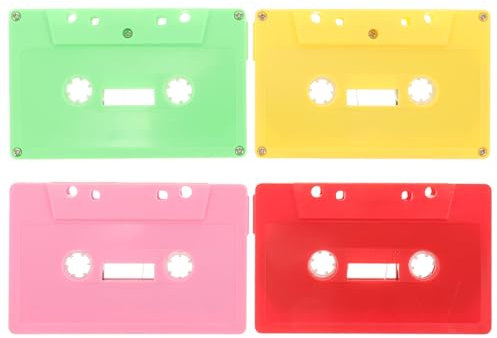 NUOBESTY 4 Pièces Décoration Murale en Ruban Cassette Audio Bricolage Étuis De Rangement pour Cassettes Magnétophone à Cassettes Boîte à Cassettes Audio Plastique Vide Décorer
