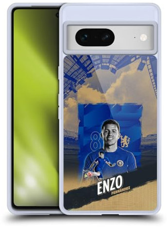 Head Case Designs Offizielle Chelsea Football Club Enzo Fernández 2023/24 Erstes Team Soft Gel Handyhülle Hülle kompatibel mit Google Pixel 7