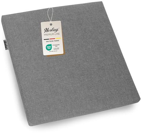 Herlag Sunny Hockerauflage 48x48x4 cm | wetterfest & UV-beständig | wasserfest | waschbarer Bezug mit Reißverschluss | Gartenhocker Kissen | Öko-Tex 100 | Grau