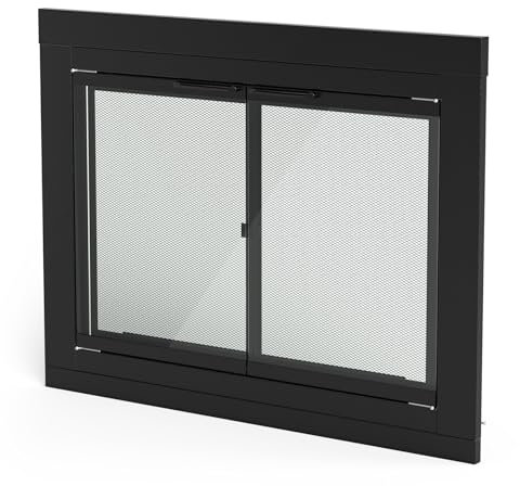 Stanbroil Porta in vetro per caminetto, finitura nera, grande, decorativa, per accessori per caminetto