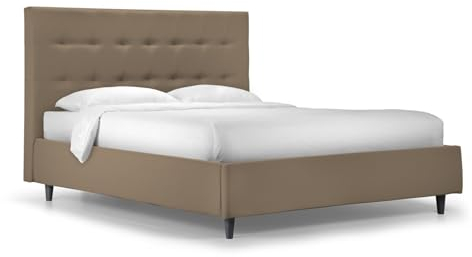 Mondo Viro Bett mit Stauraum New York, modern, aus glattem Samt (Taupe, französisches Bett – 120 x 200 cm)