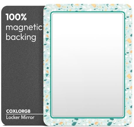 COXLORGB Magnetischer Schließfachspiegel für Schule und Büro, mit 100 % starkem Magnetspiegel für Spind, einzigartiges Schließfachzubehör, buntes Design, 1 Packung