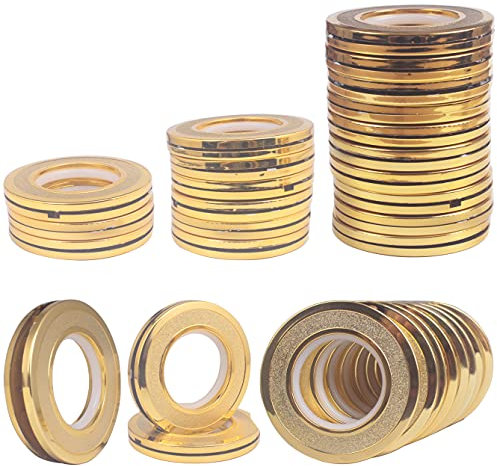 Curtain Ring Eyelets, 32 Pack Inner Diameter 1-9/16(40mm) Curtain Eyelet Rings, Curtains Spacers Drape snaps Nanoscale Low Noise Roman Ring, Commercial Home Drapes Curtain Grommets (Bright Gold)