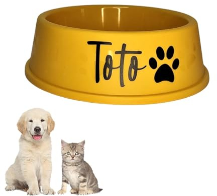 Custom Pet Bowls With Name, Personalized Dog Bowl/Cat Bowl, Personalized Dog Food Water Bowls, Plastic Feeding Bowl For Large/Small/Dog/Cat(Yellow)