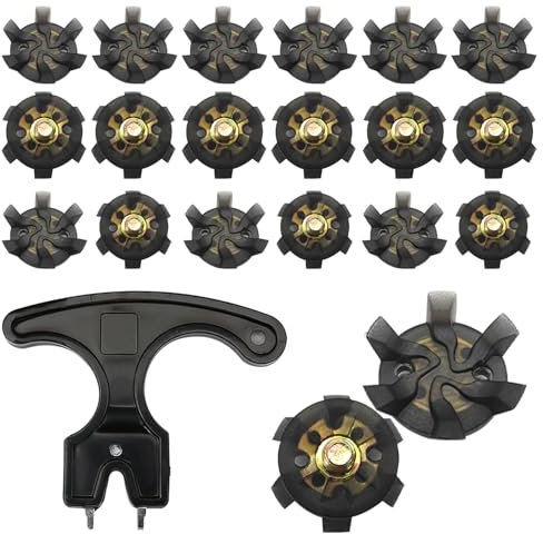 20PCS Golf Shoe Spikes M6 Tooth Replacement Set, 6mm Screw Thread With Wrench Tool, Easy Install Studs, Fits Footjoy Adidas Skechers Nike Shoes