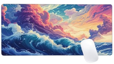 Dessin Animé Tapis de Souris XXL 700x400mm, Tapis de Souris Flots, Tapis Souris pour Clavier et Bureau, Étendu Tapis de Souris Gamer,Lavable Surface lisse, Base Antidérapante,Améliorer Précision Z2-54