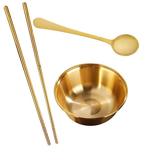 HOLIDYOYO 1ensemble Bol Laiton Avec Et Cuillère Ensemble Pratique Pour Salades Fruits Et Soupe Vaisselle Pour Maison Restaurants