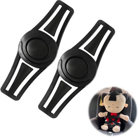 Kaslaider 2 Piezas Clip para Asiento de Coche, Cierre de Cinturón de Seguridad para Asiento Infantil, Clip del Pecho del Asiento del Niño, Hebilla Seguridad Silla Coche Bebe, Negro
