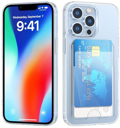 nicekool Custodia per iPhone 13 Pro Cover Portafoglio Trasparente con Porta Carte Morbida Silicone Sottile Anti Ingiallimento Slot per Schede Portafoglio Cover Antiurto Case Protettiva