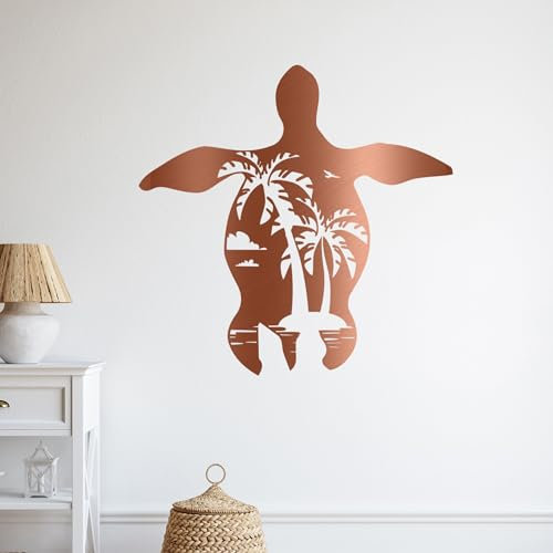 GRAZDesign Sticker Mural Tropical Tortue pour Salle de Bain - Décoration Palmier - 101x100cm / Noir