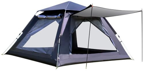 Familie Kuppelzelt Wasserdicht Sonnenschutz Wurfzelte, Schneller & Leichter Aufbau Oxford-Stoff Gampingzelt mit Vorzelt Moskitoschutz für Garten Fischen Picknick (Black,240 * 240 * 150CM)