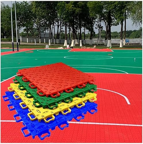 Interlocking Outdoor Basketball Court Flooring 25x25cm Modular Tiles Weatherproof & Easy to Clean Yellow 5m2/80PCS