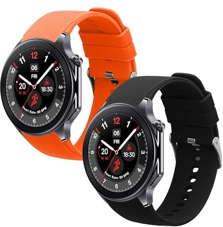 kwmobile 2X Sportarmband kompatibel mit OnePlus Watch 3/2 / 2R / Oppo Watch X2 Armband - Fitnesstracker Band Set aus TPU Silikon