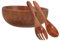 LABRIMP 1juego Tazones De Madera para Ensalada Y Frutas Cuenco De Madera Anticalor De Cubiertos Incluido para Cocina Y Restaurante Resistente Y Ligero