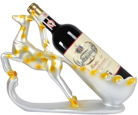 Huniruyo Nordisch inspirierter Rentier-Weinflaschenhalter, moderne Harz-Skulptur für Tischdekoration, funktionales Weinregal für Küche, Esszimmer oder Geschenk für Weinliebhaber (Silber)
