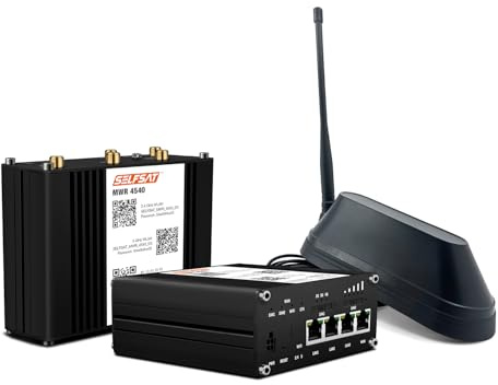SELFSAT MWR 4540 4G Cat 6 Router WLAN fino a 300 Mbps con antenna Shark 5G, colore nero