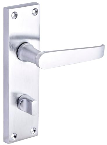 Designer Levers - Victorian Straight Lever Door Handles - Satin Chrome - 1 Pair - Bathroom Locking Door Handle - with Thumbturn