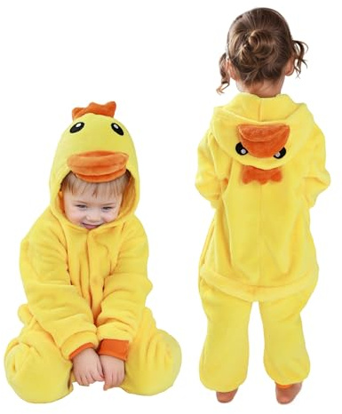 Fairycos Enten Kostüm Kinder Entenkostüm Kleinkind Tierkostüm Duck Faschingskostüme Karneval Junge Mädchen 92 98