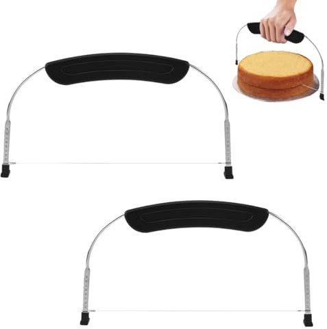ROKZELT Cortador de Pastel y Bizcocho, Cortador de Tartas Cortador de Pasteles de Acero Inoxidable Nivelador Hoja de Sierra Altura Ajustable Cake Divider Ideal para Capas Uniformes