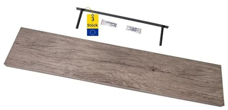 Velano Wandregal - Bücherregal - Schweberegal 3er Set 118x23.5 Braun Eiche | Regal Wand - Regalbrett - Küchenregal - Bücherregal Kinder - Deko Wohnzimmer - GewürzregalHolz - Wanddeko Regale Boho Deko
