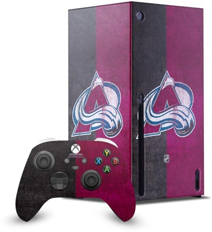 Head Case Designs Officially Licensed NHL Half Distressed Colorado Avalanche Game Console Wrap and Game Controller Skin Bundle Compatible With Xbox Series X