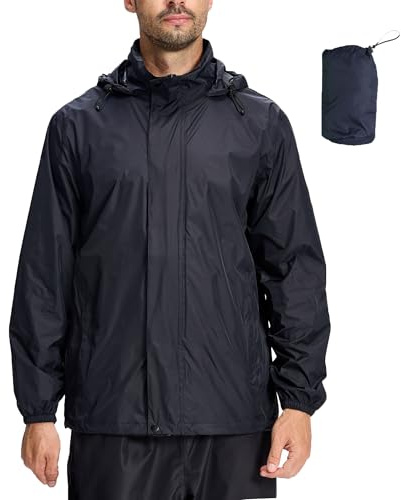 LZLER Regenjacken Herren Wasserdichte Leichte Faltbare windjacke Regenmantel mit Verstellbare Kapuze für Outdoor Wandern Camping