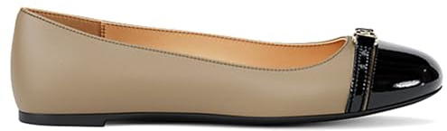 Michael Kors Ballerina Mandy in Pelle Beige con Punta in Vernice Nera - 40F5MAFP1A 297 6